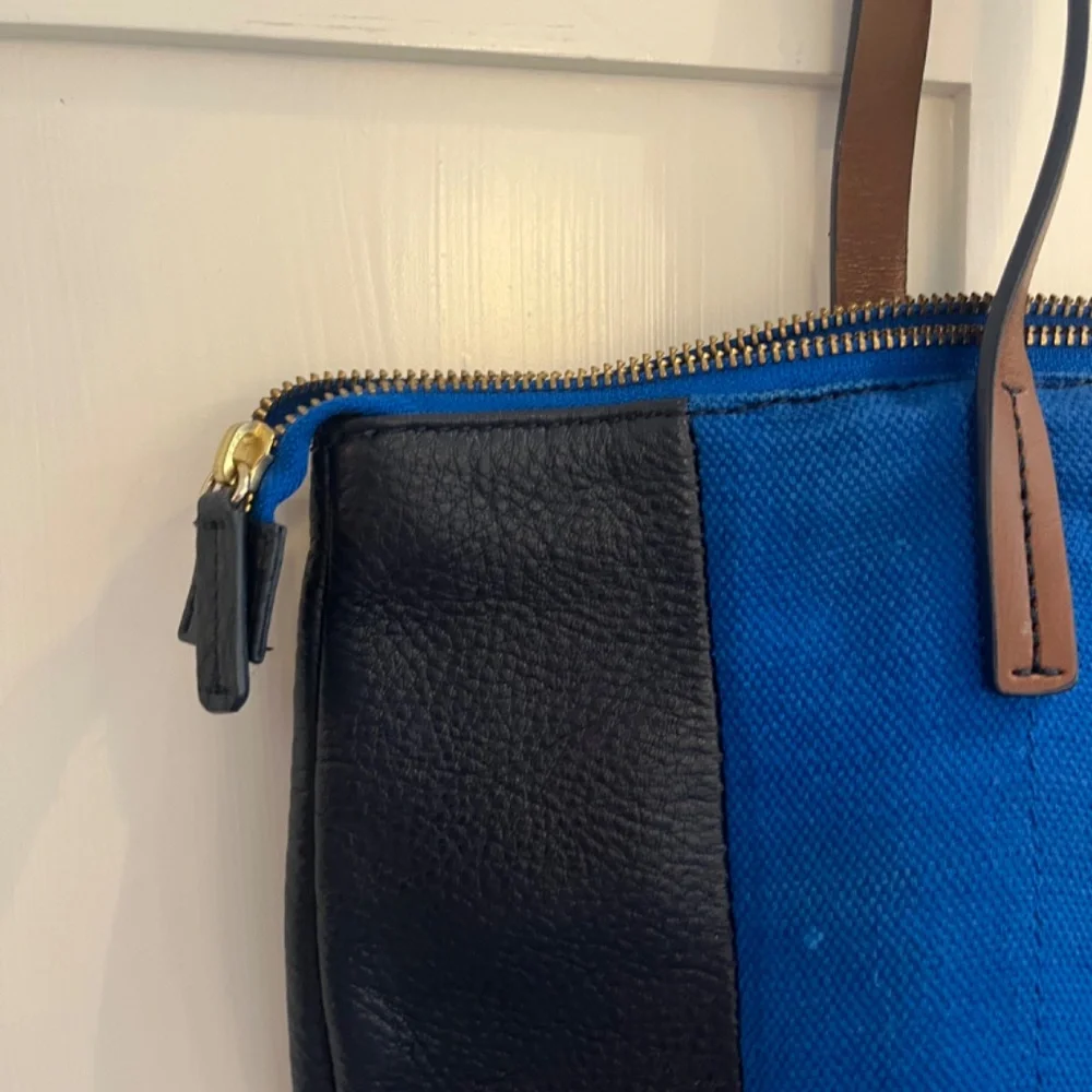 Blue and Black Tote Bag